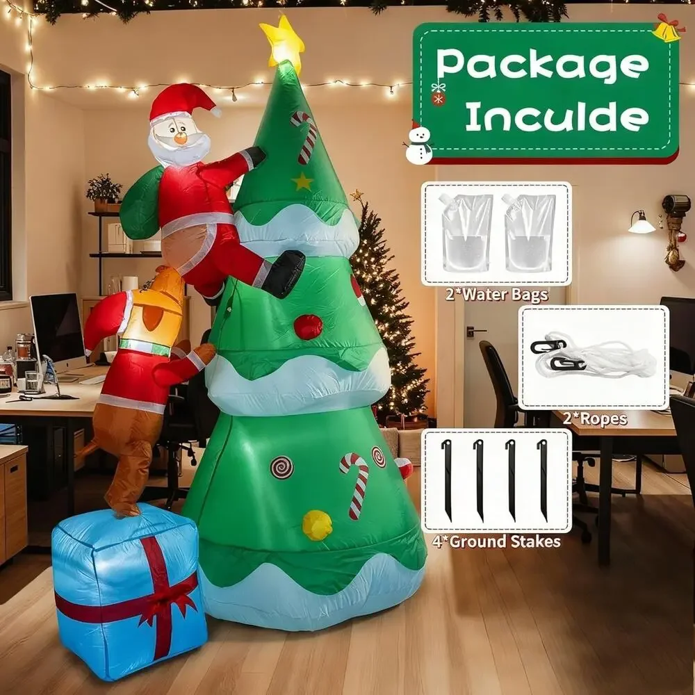 7FT‎ Inflatable Christmas Tree , Santa Claus Blow UP LED Outdoor Yard Decoration